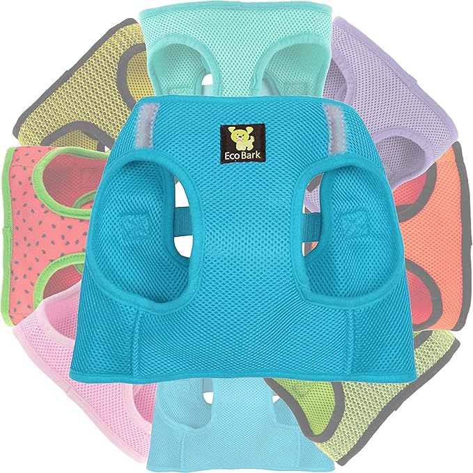 EcoBark Step in Dog Harness - Eco-Friendly Teacup Dog Harnesses for XXS, XS, and Small Dogs - Reflective and Adjustable Mini Body Halter Vest -Tiny Soft Mesh - Toy Breeds Under 5 lbs (Baby Blue, XXS)