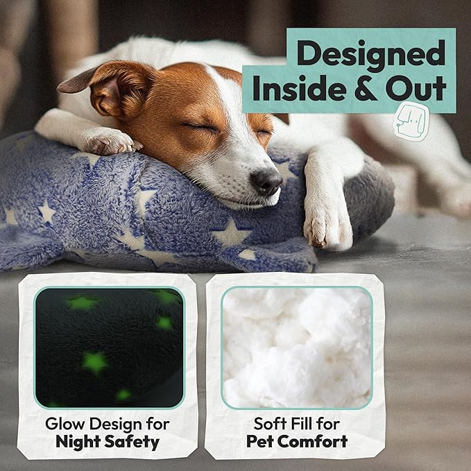 Dog Calming Pillow, Glow in The Dark Dog Put Head on, Soft Question Mark Pillows for Dogs, Kids, Adults, Washable Dog Bed Pillow, Cozy Dog Body Pillow Gifts (M Glow Blue)