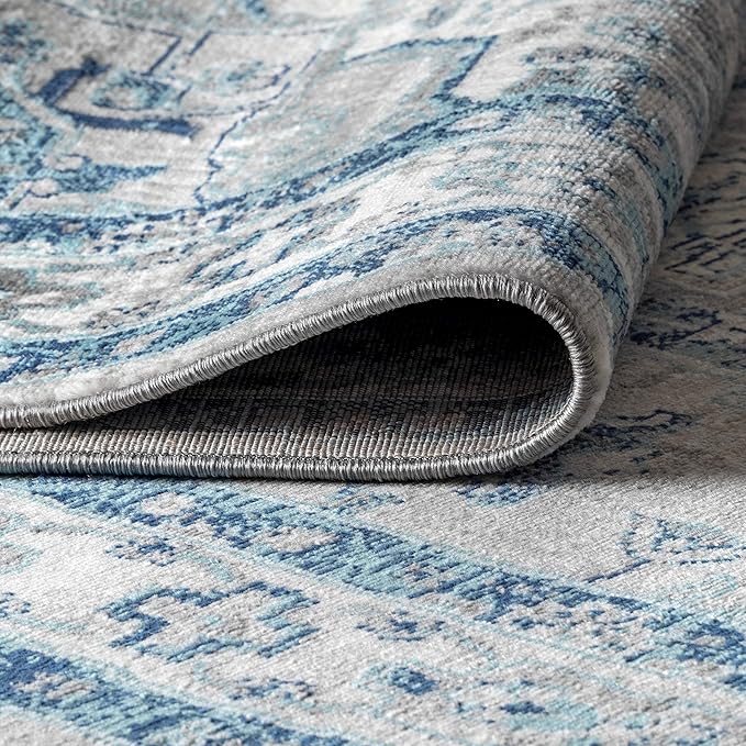 JONATHAN Y Modern Vintage Medallion Blue/Light Gray Indoor Area Rug, 8x10, Country, Floral, Easy-Cleaning for Living Room, Bedroom, Kitchen, Pet Friendly, Non-Shedding (MDP106A-8)