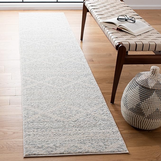 SAFAVIEH Tulum Collection Runner Rug - 2' x 13', Ivory & Light Grey, Moroccan Boho Tribal Design, Non-Shedding & Easy to Clean, Ideal for Living Room, Hallway, Foyer, Bedroom (TUL272G)