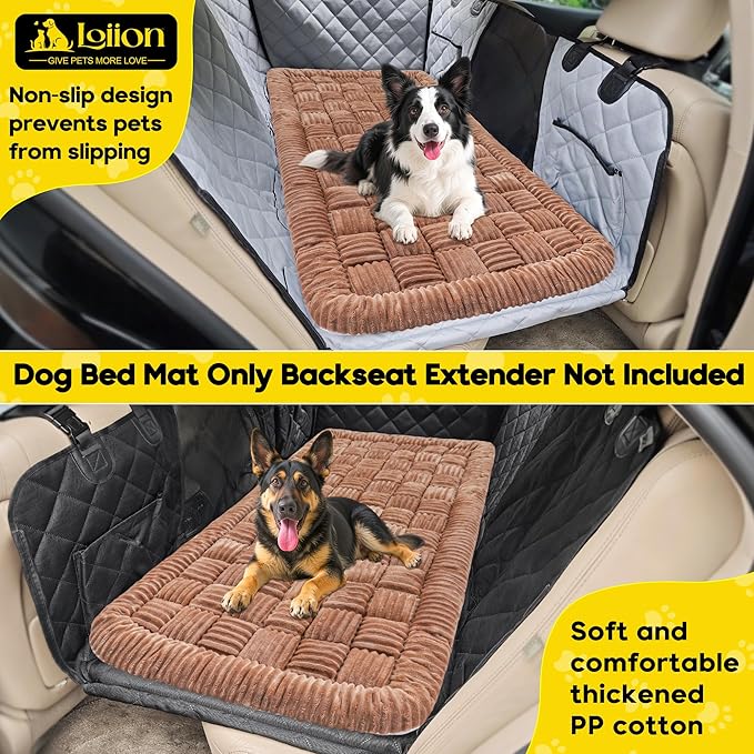 Dog Car Bed Mat, Non-Slip Backseat Extender Pet Blanket, Plaid Dog Bed for Trucks, Sedans & Large SUVs, Chew-Resistant Travel Pad for Dogs, Easy Clean & Scratch-Proof & Comfort竊?6"x28.7" Brown