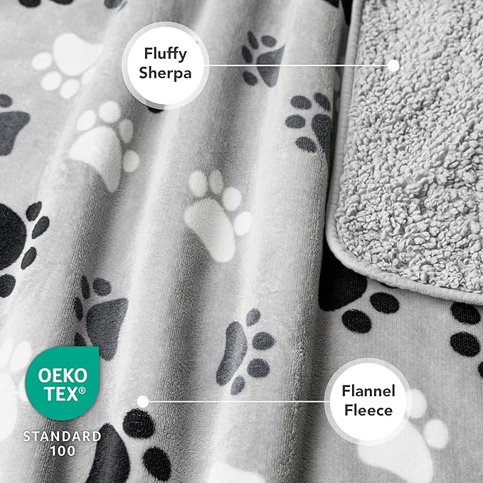 PetAmi Waterproof Dog Blanket for Medium & Large Dogs, Reversible Pee Proof for Puppy & Cat, Soft Washable Dog Crate Cover, 60x80 Gray