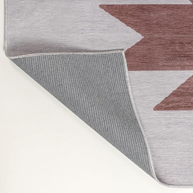 JONATHAN Y Machine Washable Gray/Brown Indoor Area Rug 5X8 ft, Chayton Minimalist Geometric for Living Room, Bedroom, Kitchen, Office, Easy-Cleaning, Pet-Friendly, Non-Shedding WSH110E-5