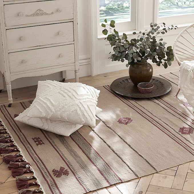 Fab Habitat Machine Washable Area Rug - Hand Woven, Stain Resistant, Pet Friendly - Premium Recycled Polyester Yarn - Aztec - Kitchen, Bathroom - Dakota - Multi - 2 x 3 ft