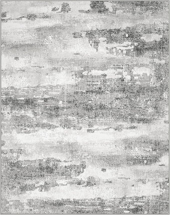 Area Rugs 8x10 for Living Room Bedroom Machine Washable Large Gray Area Rug Abstract Soft Throw Rug, Indoor Floor Cover, Lightweight Non Slip Backing Thin Rug