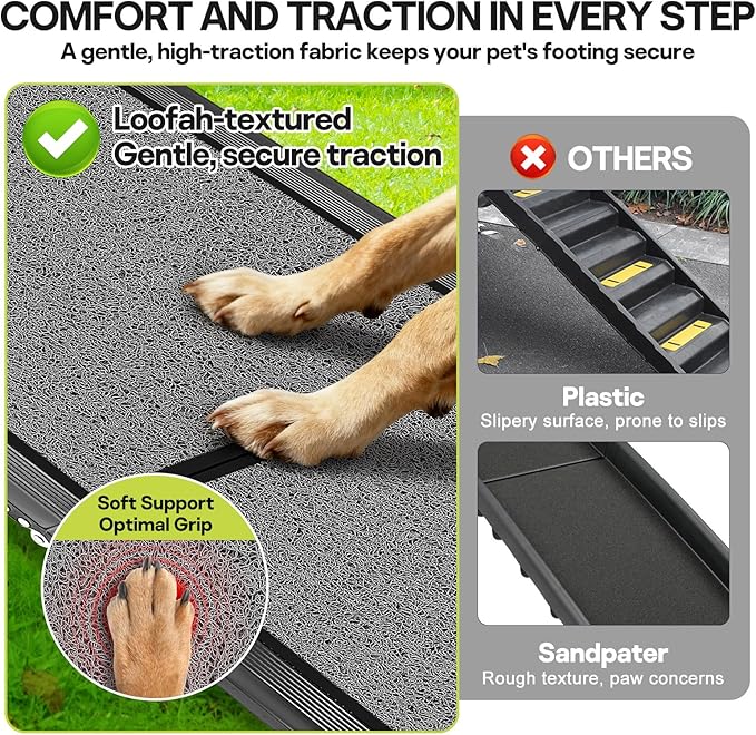 ?윎?윆'' & ?윇?윃" Wide Dog Ramp for Large Dogs, Holds 250LBS & Gentle Slope for Joint Care - Dog Car Ramp with Upgrade Non-Slip Surface - Portable Folding Pet Ramps for Senior Pets Enter into SUV, Truck