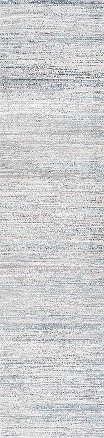 JONATHAN Y Loom Strie' Gray/Turquoise Runner Rug 2X8 ft, Modern for Living Room, Bedroom, Kitchen, Office, Easy-Cleaning, High Traffic, Pet-Friendly, Non-Shedding SOR200B-28