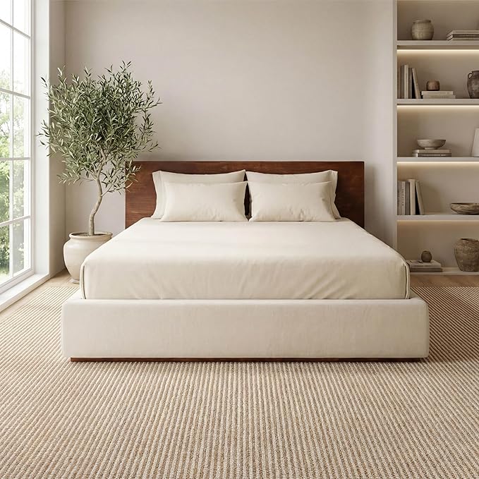 Bedsure 3x5 Faux Wool Area Rugs for Living Room, Machine Washable Carpet, Non-Slip Backing, Pet Friendly Throw Rug for Bedroom Dining Room, Natural Ivory