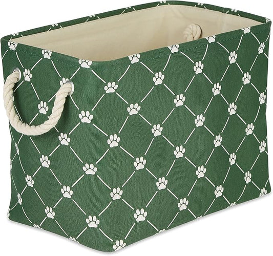 Bone Dry Pet Storage Collection Paw and Bone Print, Large Rectangle, 17.5x12x15 Hunter Green Trellis