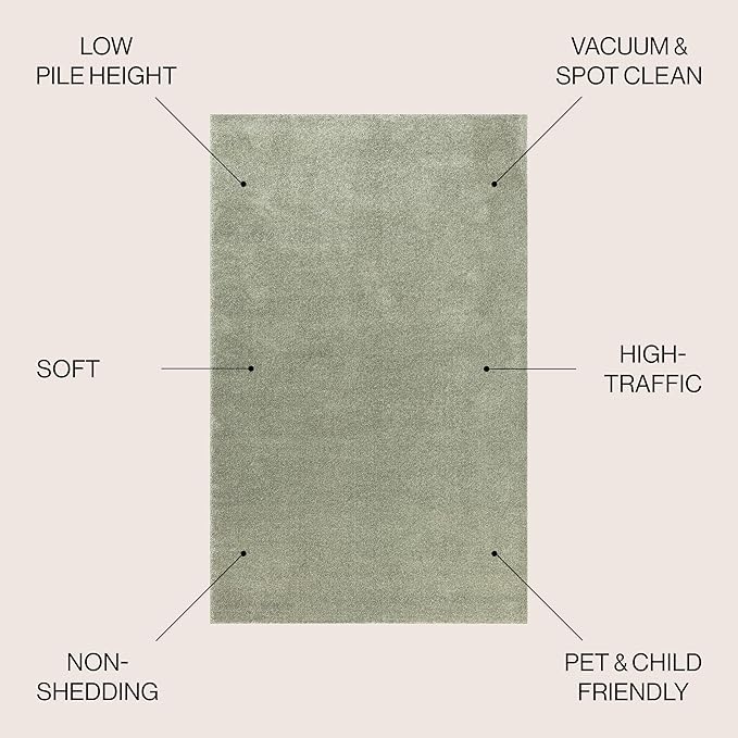 JONATHAN Y Haze Solid Low-Pile Green 4' Round Indoor Area Rug, Coastal,Bohemian,Minimalist,Classic, Easy-Cleaning for Living Room,Bedroom,Kitchen,Pet Friendly,Non-Shedding (SEU100O-4R)