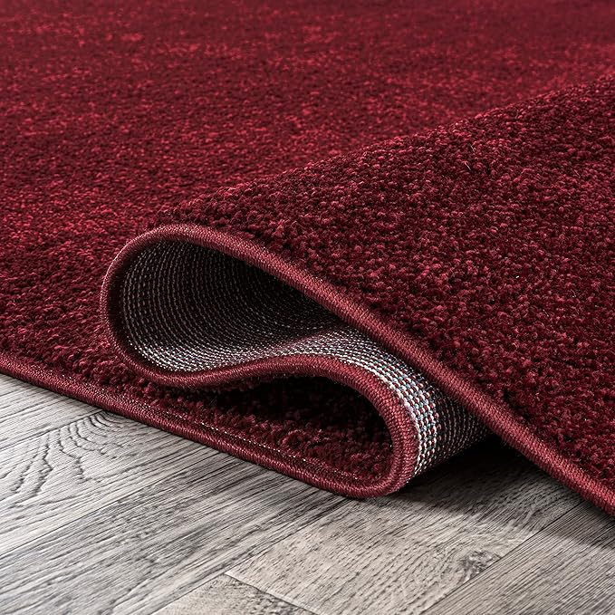 JONATHAN Y Haze Solid Low-Pile Dark Red Runner Rug 2x10, Coastal,Bohemian,Minimalist,Classic, Easy-Cleaning for Living Room,Bedroom,Kitchen,Pet Friendly,Non-Shedding (SEU100Q-210)