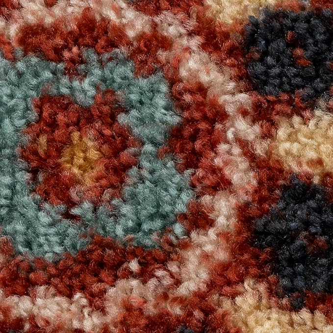 Maples Rugs Reggie Floral Area Rug - Made in USA - Low Pile, Non Slip, Pet-Friendly Mat for Living Room, Bedroom, and Office, 5' x 7', Merlot