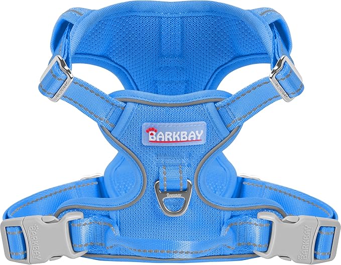 BARKBAY Dog Harness No Pull Mesh for Small Dogs - Adjustable, Reflective, Comfortable, No Choke, Heavy-Duty - Perfect for Outdoor Training, Walking, and Hiking - Strong & Durable - XS & Blue Mesh