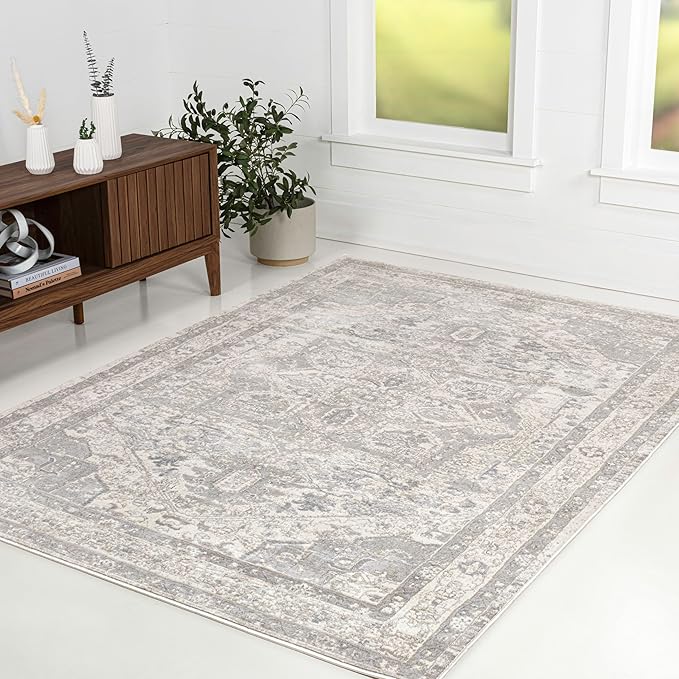 JONATHAN Y Vintage Medallion Indoor Area Rug 3X5 Cream/Light Gray, Modern Boho for Living Room, Bedroom, Kitchen, Office, Easy-Cleaning, High Traffic, Pet-Friendly, Non-Shedding MDP106E-3