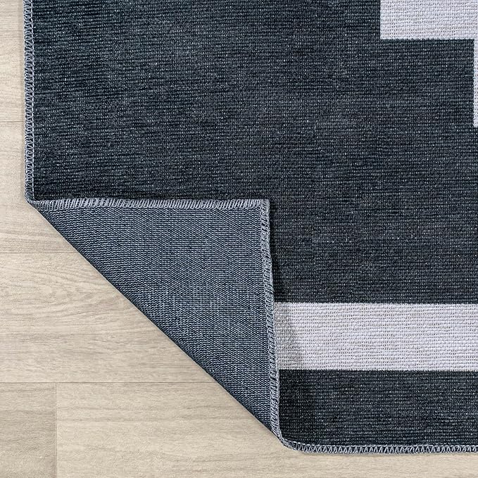 JONATHAN Y Machine Washable Indoor Area Rug 5X8 Navy/Light Gray, Adriel Geometric Medallion for Living Room, Bedroom, Kitchen, Office, Easy-Cleaning, Pet-Friendly, Non-Shedding WSH111B-5