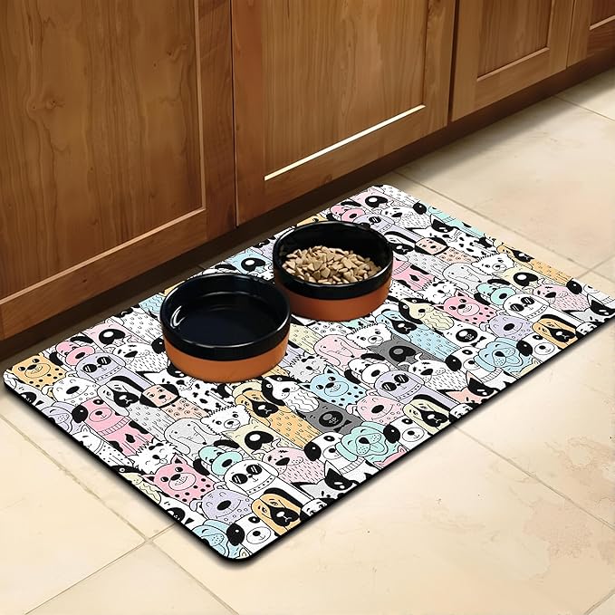 Pet Feeding Mat for Floors Waterproof Dog Mat for Food and Water Absorbent Quick Dry Non Slip mat for Cat Bowls