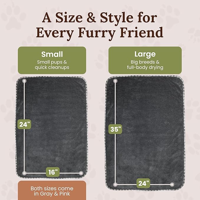 Premium Drying Towel – Large 24x35 Super Absorbent Microfiber Dog Bath Towel – Quick Dry, Soft & Durable Dog Towel for Drying Dogs – 1200 GSM Gray for Beach, Camping & Travel