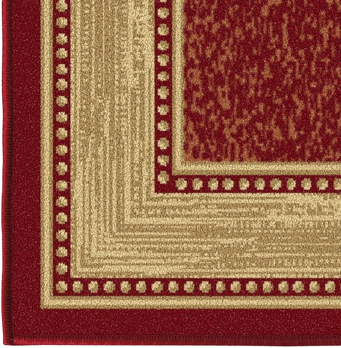 Ottomanson 3'3" x 4'7" Rugs for Living Room Border Area Rug for Bedroom - Non Slip Durable Large Floor Carpet for High Traffic Areas - Indoor Rug for Dining Room Kitchen Kids Playroom, Red