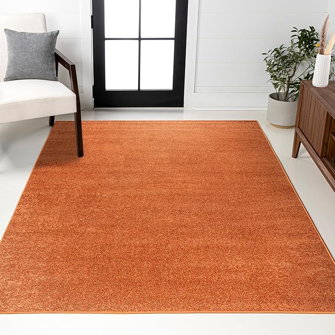JONATHAN Y Haze Solid Low-Pile Orange Indoor Area Rug 3x5, Coastal,Bohemian,Minimalist,Classic, Easy-Cleaning for Living Room,Bedroom,Kitchen,Pet Friendly,Non-Shedding (SEU100M-3)