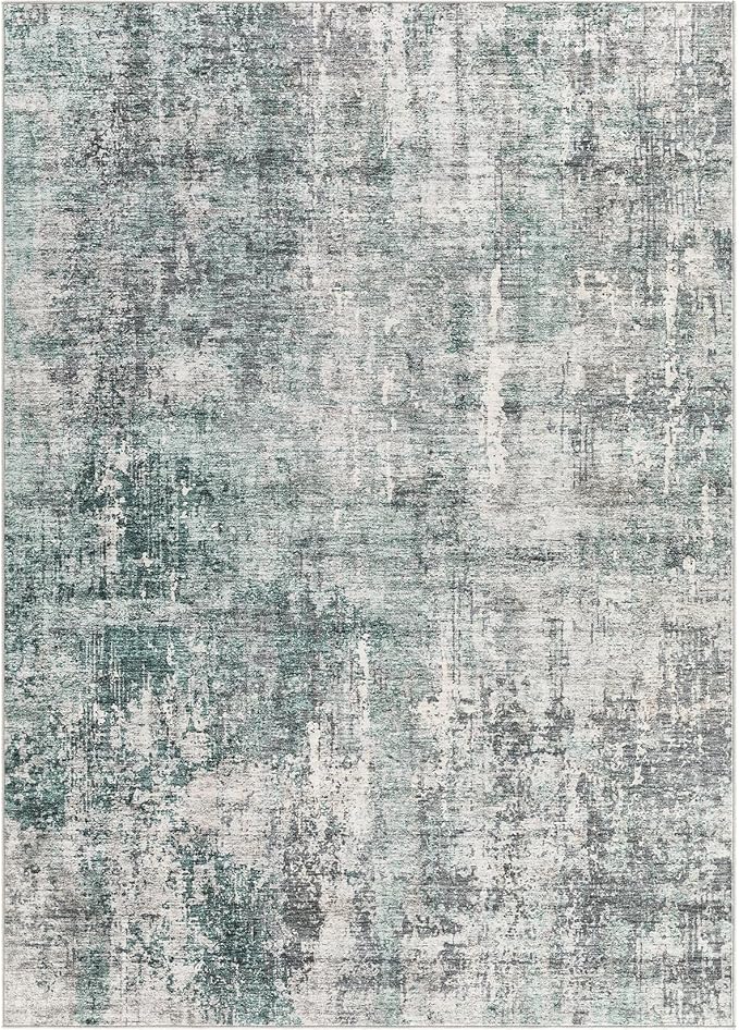 9x12 Area Rug Living Room Rugs - Washable Neutral Modern Abstract Soft Thin Large Rug Indoor Floor No Slip Rug Carpet for Bedroom Under Dining Table Home Office Decor - Green/Grey