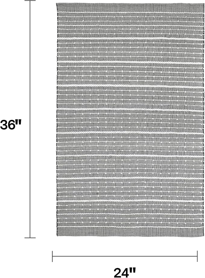 Fab Habitat Machine Washable Area Rug - Hand Woven, Stain Resistant, Pet Friendly - Premium Recycled Polyester Yarn - Stripes - Kitchen, Bathroom - Portland - Charcoal & White - 2 x 3 ft
