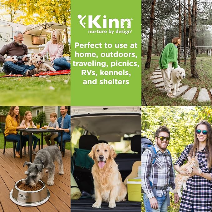 Kinn Kleanbowl Pet Bowl Stainless Steel Frame with Compostable Refills, 8 oz (Pack of 1) – Spill-Proof Stable Disposable Dog Bowls for Easy Cleaning and Healthy Pets, No Plastic