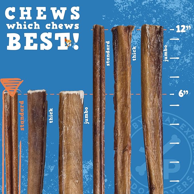 Jack&Pup 6 Inch Bully Sticks for Medium Dogs, Dog Bully Sticks for Small Dogs-6" Stick for Puppies Bully Stick Odor Free Long Lasting Dog Chews, (6 Inch Bully Stick 50 Pack)