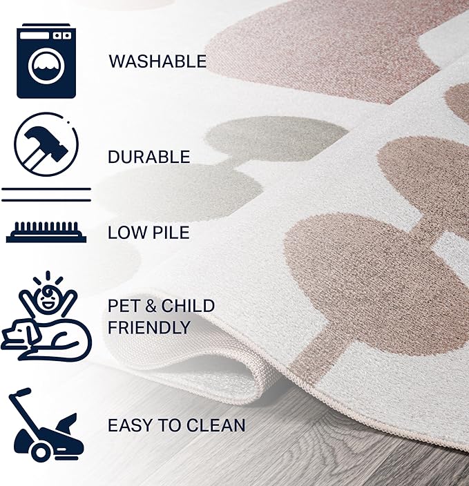 JONATHAN Y Machine Washable Cream/Multi Indoor Area Rug 4X6 ft, Riley Abstract Coastal Contemporary for Living Room, Bedroom, Kitchen, Office, Easy-Cleaning, Pet-Friendly, Non-Shedding WSH308A-4