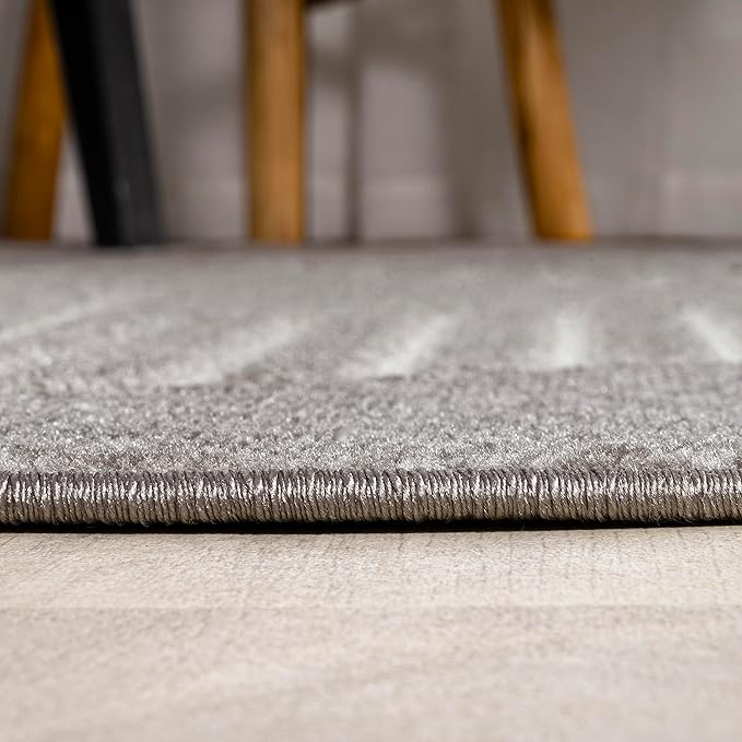 JONATHAN Y Nordby High-Low Arch Striped Gray/Cream Indoor/Outdoor Runner Rug, 2x8, Contemporary,Bohemian,Transitional for Bedroom,Kitchen,Living Room,Non Shedding (SCN104C-28)