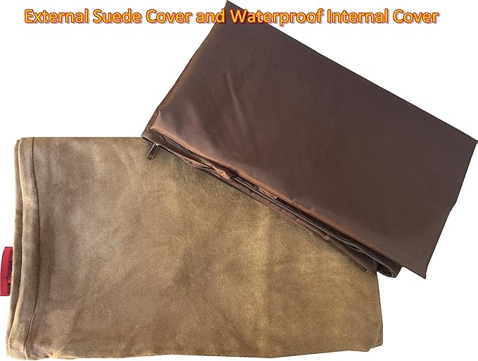 Dogbed4less Do It Yourself DIY Pet Bed Pillow Duvet Suede Cover + Waterproof Internal case for Dog/Cat at Large 48"X29" Brown Color - Covers only