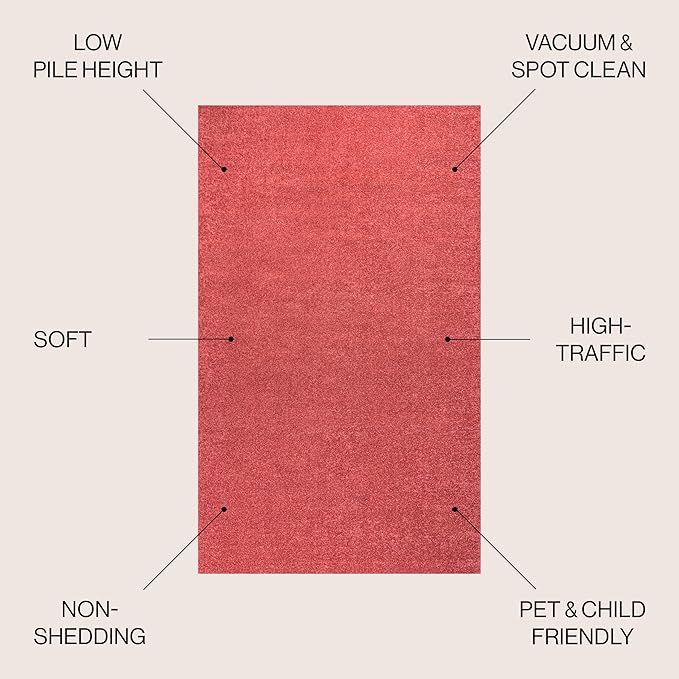 JONATHAN Y Haze Solid Low-Pile Red 3x5 Oval Indoor Area Rug, Coastal,Bohemian,Minimalist,Classic, Easy-Cleaning for Living Room,Bedroom,Kitchen,Pet Friendly,Non-Shedding (SEU100E-3OV)