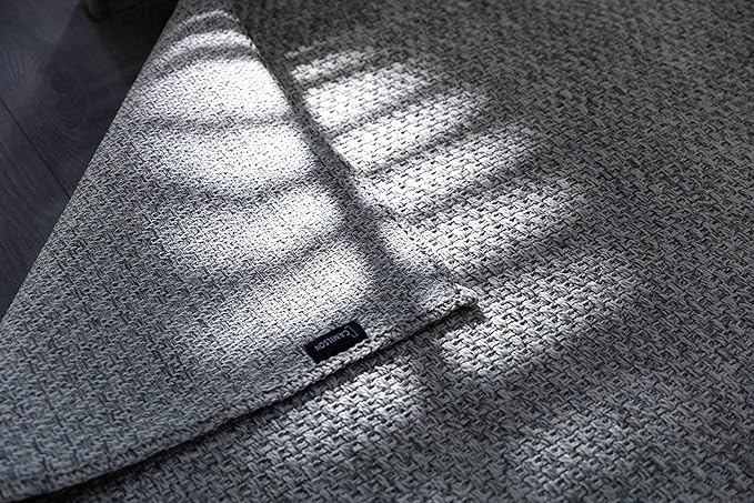 CAMILSON Easy Jute Rug 4x6, Indoor Outdoor Gray Color Farmhouse Area Rugs for Living Room Patio and Kitchen Rug, Solid Boho Woven Design, Easy-Cleaning, Washable Outside Carpet Alfombras (4 x 6)