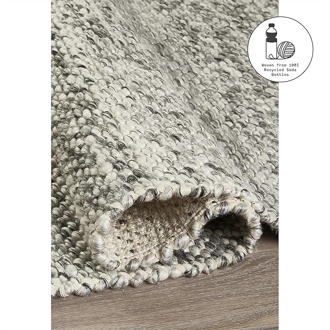 Fab Habitat Machine Washable Area Rug - Hand Woven, Stain Resistant, Pet Friendly - Premium Recycled Polyester Yarn - Solid - Kitchen, Hallway - Biltmore - Natural - 2.5 x 8 ft Runner