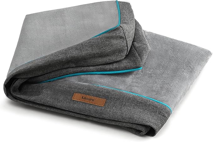 LE SURE XL Washable Dog Bed Cover Replacement Flannel Plush Fleece Cover for Orthopedic Pet Mat 41x29x3.5 Inches, Grey