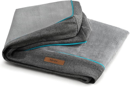 LE SURE XL Washable Dog Bed Cover Replacement Flannel Plush Fleece Cover for Orthopedic Pet Mat 41x29x3.5 Inches, Grey
