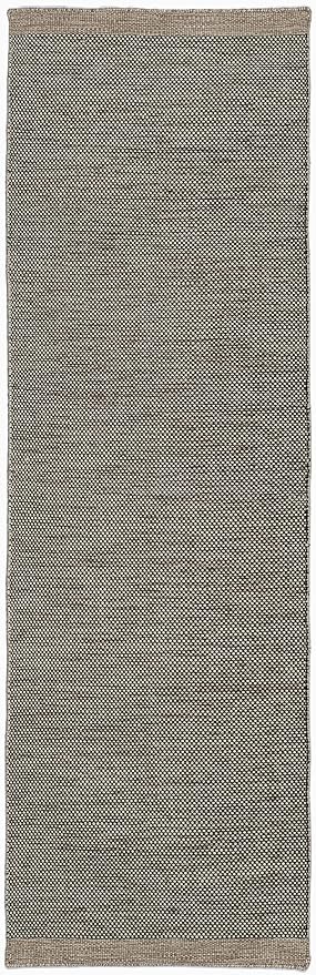 Fab Habitat Machine Washable Area Rug - Hand Woven, Stain Resistant, Pet Friendly - Premium Recycled Polyester Yarn - Solid - Kitchen, Hallway - Kingscote - Black & Beige - 2.5 x 8 ft Runner