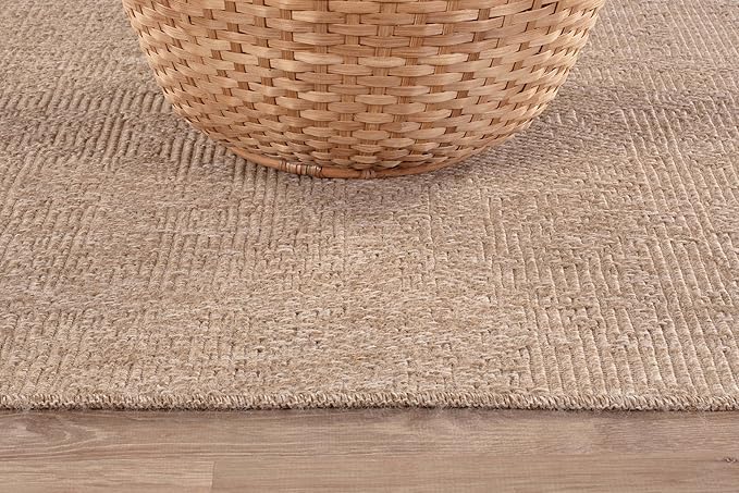 CAMILSON Easy Jute Rug 6x9, Indoor Outdoor Natural Color Fiber Area Rugs for Living Room Patio and Kitchen Rug, Solid Boho Woven Design, Easy-Cleaning, Washable Outside Carpet Alfombras (6 x 9)