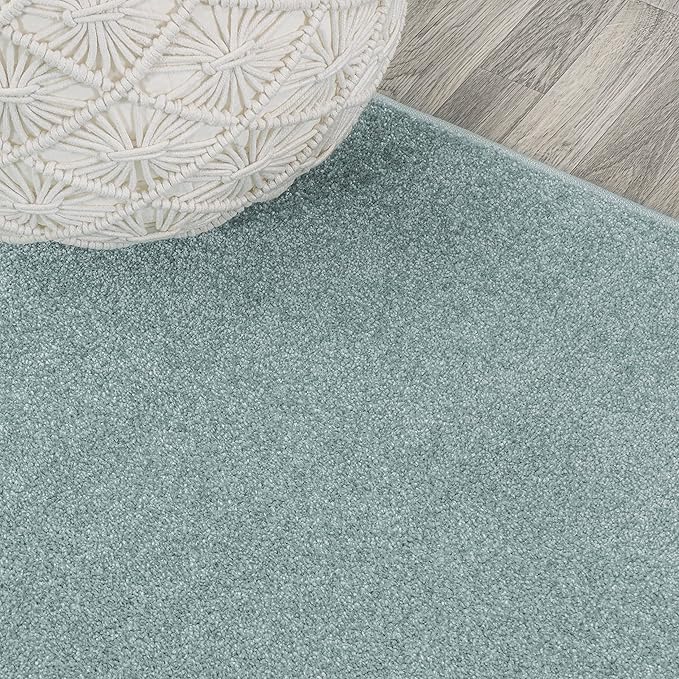 JONATHAN Y Haze Solid Low-Pile Aqua Blue Indoor Area Rug 5x8, Coastal,Bohemian,Minimalist,Classic, Easy-Cleaning for Living Room,Bedroom,Kitchen,Pet Friendly,Non-Shedding (SEU100S-5)