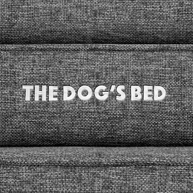The Dog’s Bed Orthopedic Memory Foam Dog Bed with Headrest, Linen Fabric, Grey Linen, XL, 4-Inch
