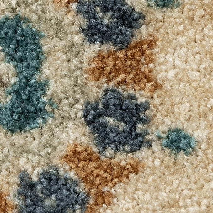 Maples Rugs Reggie Floral Area Rug - Made in USA - Washable, Non Slip, Pet-Friendly Mats for Living Room, Bedroom, and Office, 3'4" x 6', Beige