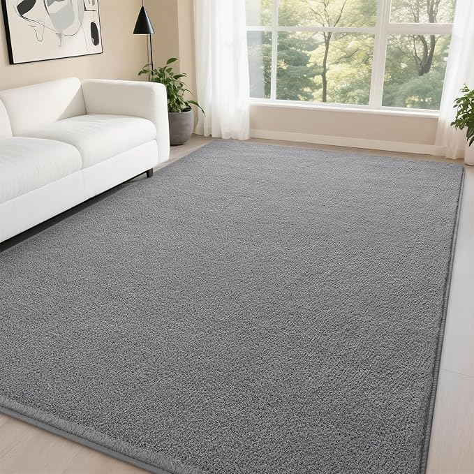 DweIke 5x7 Grey Area Rugs for Bedroom, Super Soft Living Room Rug, Thickened Memory-Foam Throw Carpet, Non-Slip and Washable Carpets for Kids Boys Girls Room Dorm Nursery Home Decor