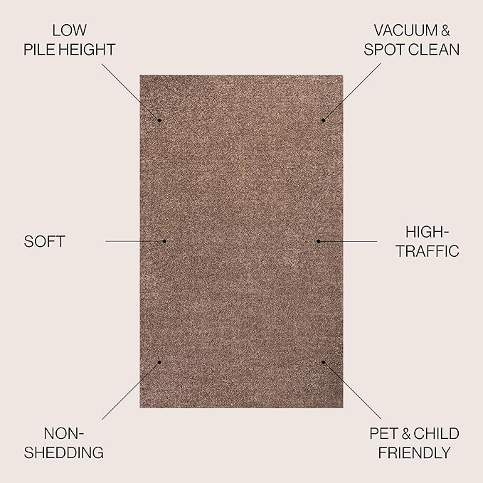 JONATHAN Y Haze Solid Low-Pile Brown 5x8 Oval Indoor Area Rug, Coastal,Bohemian,Minimalist,Classic, Easy-Cleaning for Living Room,Bedroom,Kitchen,Pet Friendly,Non-Shedding (SEU100J-5OV)