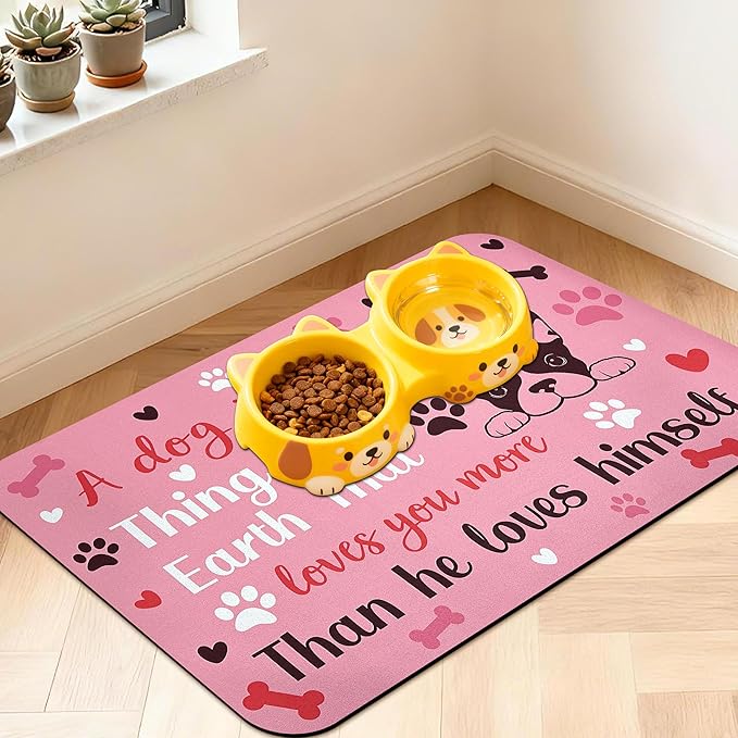 Pet Feeding Mat for Floors Waterproof Dog Mat for Food and Water Absorbent Quick Dry Non Slip mat for Cat Bowls