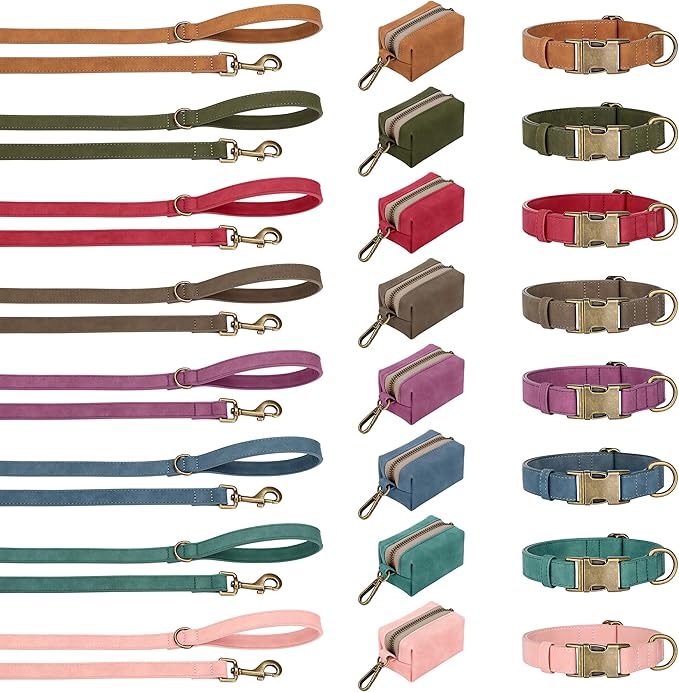 Didog Soft PU Leather Dog Collar, Stylish Quick Released Dog Collars for Medium Dogs, Easy Clean Adjustable Pet Collar for Daily Walking, Light Brown, M Fit 13-21" Neck