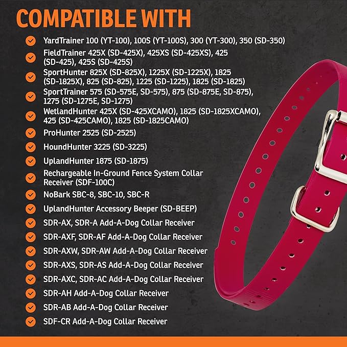 SportDOG 3/4-Inch Collar Strap - Waterproof Replacement Strap for Rugged Outdoor Use - Adjustable Collar with High Visibility - Red