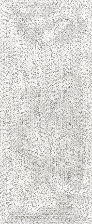 nuLOOM 2' x 10' Solid Hand Braided Indoor/Outdoor Area Rug, Pet-Friendly, High Traffic, Weather Resistant, for Patio, Balcony, Bedroom, Living, Dining Room, Wynn Ivory