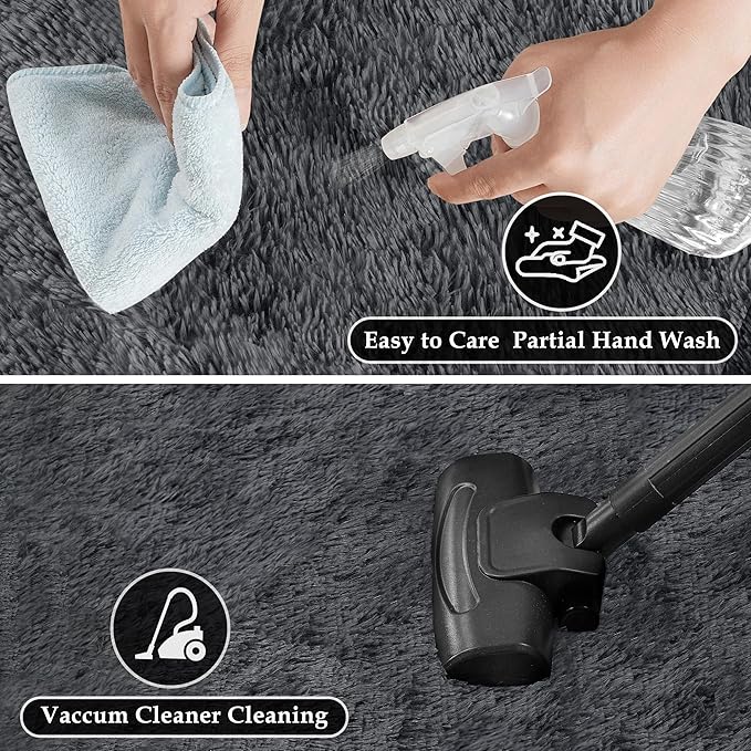 5x8 Area Rug for Living Room, Modern Grey Super Shag Shaggy Soft Washable Indoor Fuzzy Carpet Non-Slip Fluffy Rugs for Bedroom Home Aesthetic Decor