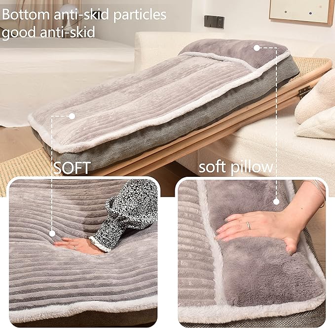 Dog Bed for Large Dogs, Dog Mattress with Pillow for Crate Kennel, Sofa pet Bed, Super Soft pet Bed for Medium, Jumbo, Small Dogs Breeds Grey, Medium:(31"x25"x3")