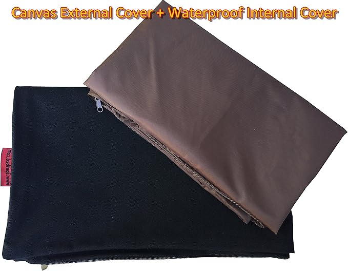 Dogbed4less Do It Yourself DIY Pet Bed Pillow Duvet Canvas Cover + Waterproof Internal case for Dog/Cat at Large 48"X29" Black Color - Covers only