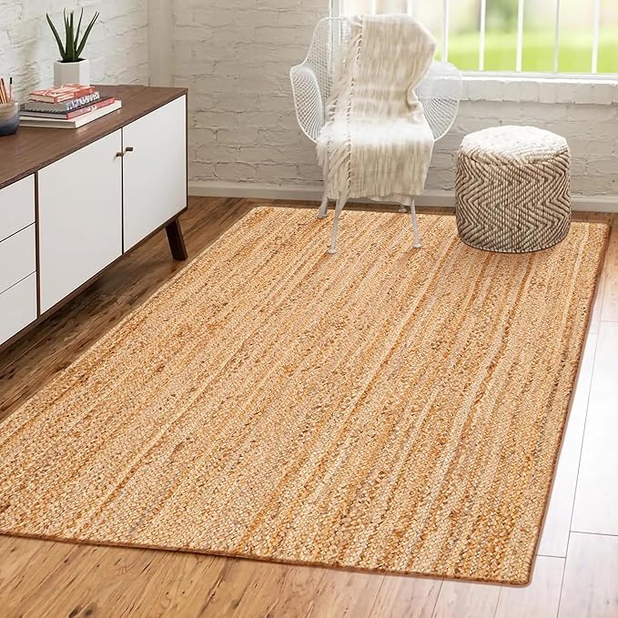 Hausattire Hand Woven Jute Braided Rug, 3'x5' ??Natural, Reversible Boho Entry Area Rugs for Kitchen, Living Room I Farmhouse Indoor Outdoor Decorative Floor Rug, 36x60 Inches